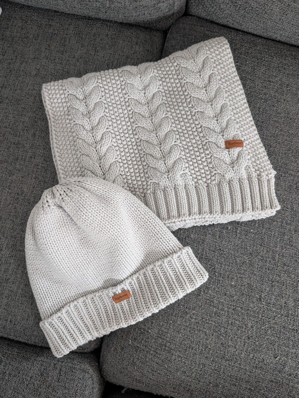 Barbour beanie and scarf set